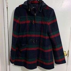 Tommy Hilfiger Plaid Coat with Hoodie